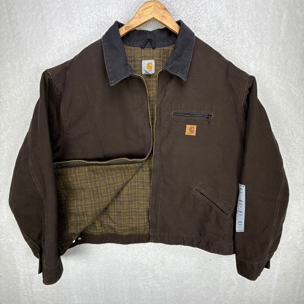 Carhartt Detroit Jacket Blanket Lined Mens 4XLT Tall J97 DKB Dark Brown NWT NOS